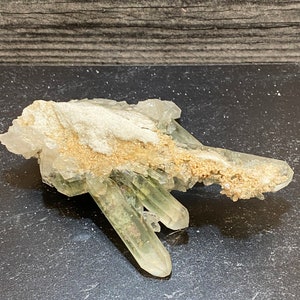 Beautiful Chlorite Included Shiny Quartz Cluster Crystals On Matrix
