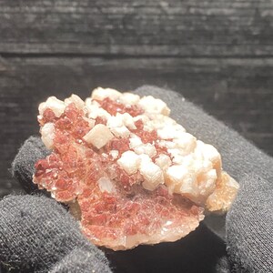 Beautiful Shanxi Peach Stepped Calcite With Quartz Containing Red Hematite Phantoms Inclusions On Matrix Mineral Specimen Crystal