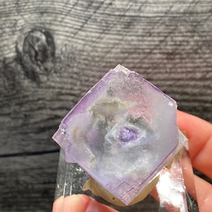 High Quality Clear Purple Fluorite Crystal Cube  Amazing Inclusions & Phantom In The Middle Window  Mineral Specimen