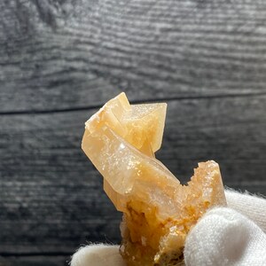 Yellow Orange Rhombic Calcite Crystal Clusters On Matrix Mineral Specimen From Hunan China
