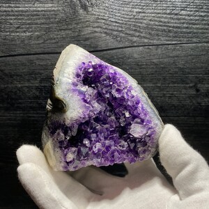 High Quality Deep Rich Purple Quartz Var Amethyst Geode Crystal Clusters On Matrix With Vug Mineral Specimen