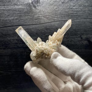 Beautiful Green Chlorite Included Shiny Quartz Cluster Crystals On Matrix Mineral Specimen