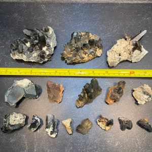 Quartz On Feldspar | Smokey Quartz | Quartz on Matrix | Crystals From Namibia | Lot Of 16 Mineral Specimens
