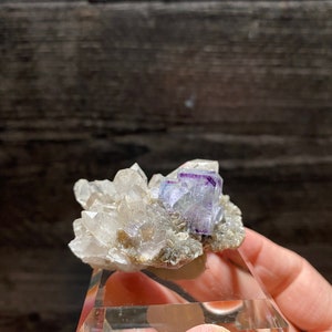 High Quality Clear Purple Fluorite Crystal Cubes On Matrix With Quartz Clusters Mineral Specimen & Purple Phantoms Zoning On Fluorite