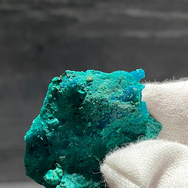 Gem Silica Blue Silicate Chrysocolla Mineral Specimen On Matrix With Malachite Traces From Cunyamari Mine Peru