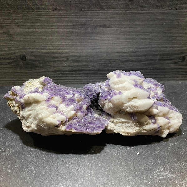 Rare - Amazing Large Matrix Of White Quartz  With Purple Phantom Window Fluorite Crystal Cubes All Over From Old Find With Nice Vugs Pockets