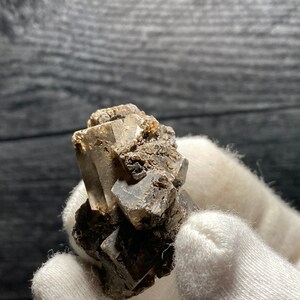 Rare Very Nice Columnar Hexagonal Calcite Shiny Crystal With Brown Aragonite & Pyrolusite Inclusions Etched Dissolution Mineral Specimen