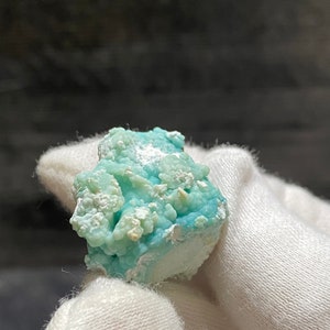Blue Gibbsite Mineral On Matrix With White Aragonite Trace Mineral Specimen From Dachang Mine Qinglong Guizhou