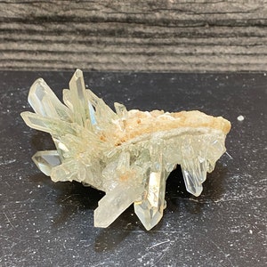 Beautiful Chlorite Included Shiny Quartz Cluster Crystals On Matrix