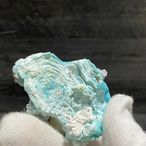 Blue Gibbsite Mineral On Matrix With White Aragonite Trace Mineral Specimen From Dachang Mine Qinglong Guizhou