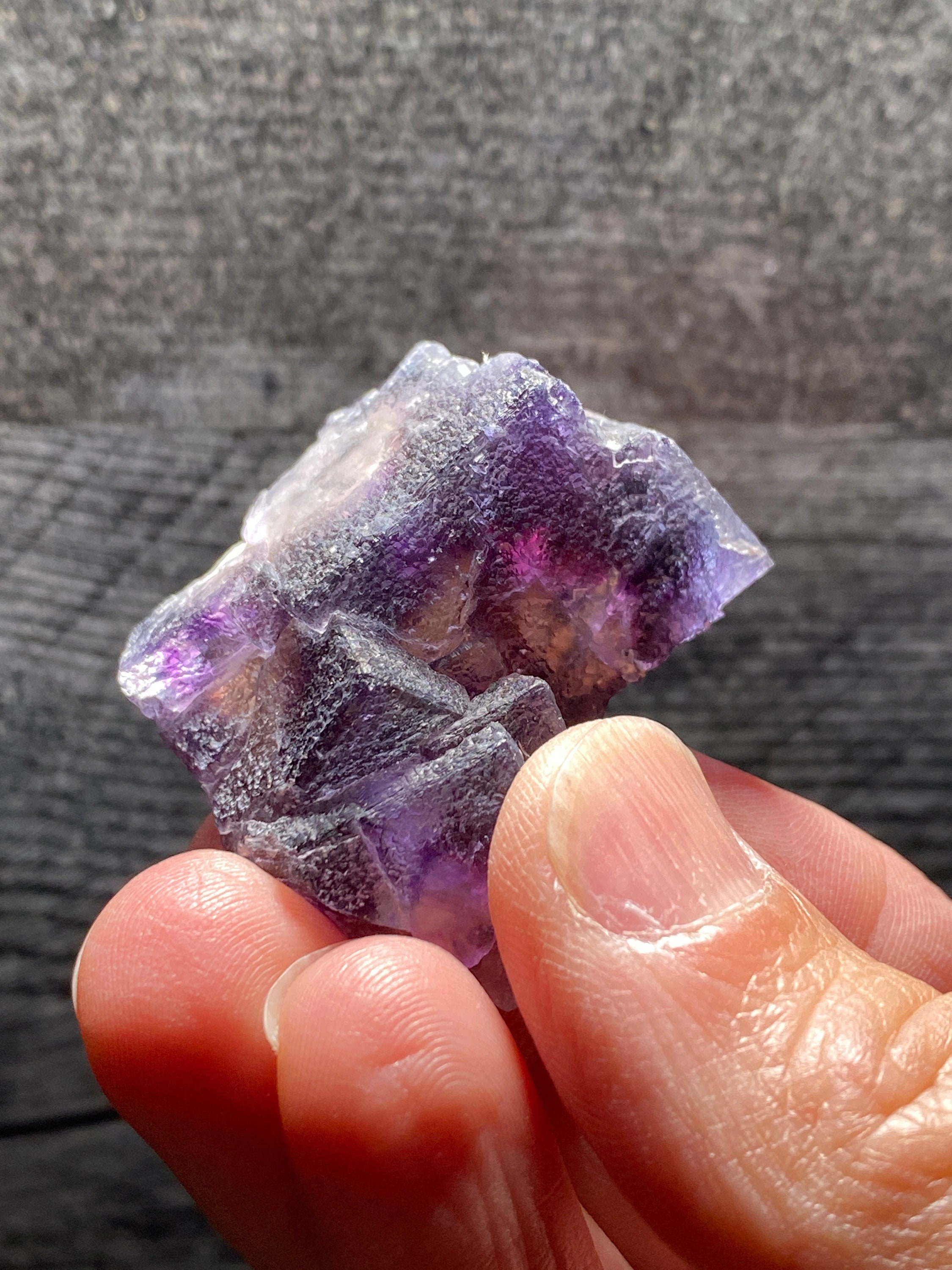 黄色と紫色フローライト二重層八面体黄色蛍石