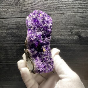 High Quality Deep Rich Purple Quartz Var Amethyst Geode Crystal Clusters On Matrix With Vug Mineral Specimen