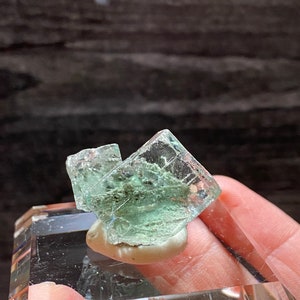 Fluorite - Very Nice Fluorite Clear Green Hues Crystal Cluster Mineral Specimen Cubes On Matrix