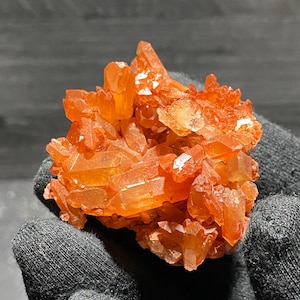 Orange Tangerine Quartz Hematite Crystal Cluster From Curvelo Brazil Mineral Specimen