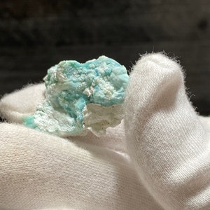Blue Gibbsite Mineral On Matrix With White Aragonite Trace Mineral Specimen From Dachang Mine Qinglong Guizhou