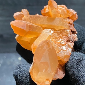 Orange Tangerine Quartz Hematite Crystal Cluster From Curvelo Brazil Mineral Specimen