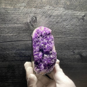 High Quality Deep Rich Purple Quartz Var Amethyst Geode Crystal Clusters On Matrix With Vug Mineral Specimen