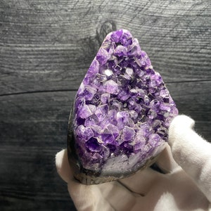 High Quality Deep Rich Purple Quartz Var Amethyst Geode Crystal Clusters On Matrix With Vug Mineral Specimen