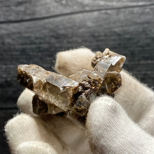 Rare Very Nice Columnar Hexagonal Calcite Shiny Crystal With Brown Aragonite & Pyrolusite Inclusions Etched Dissolution Mineral Specimen