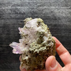 Beautiful Quartz Var Veracruz Amethyst Purple Crystal Cluster On Matrix Mineral Specimen