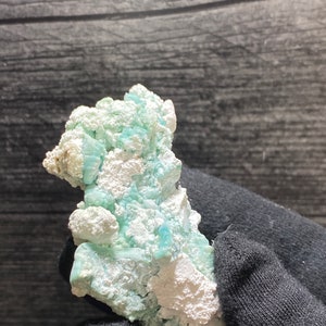 Blue Gibbsite Mineral On Matrix With White Aragonite Trace Mineral Specimen From Dachang Mine Qinglong Guizhou
