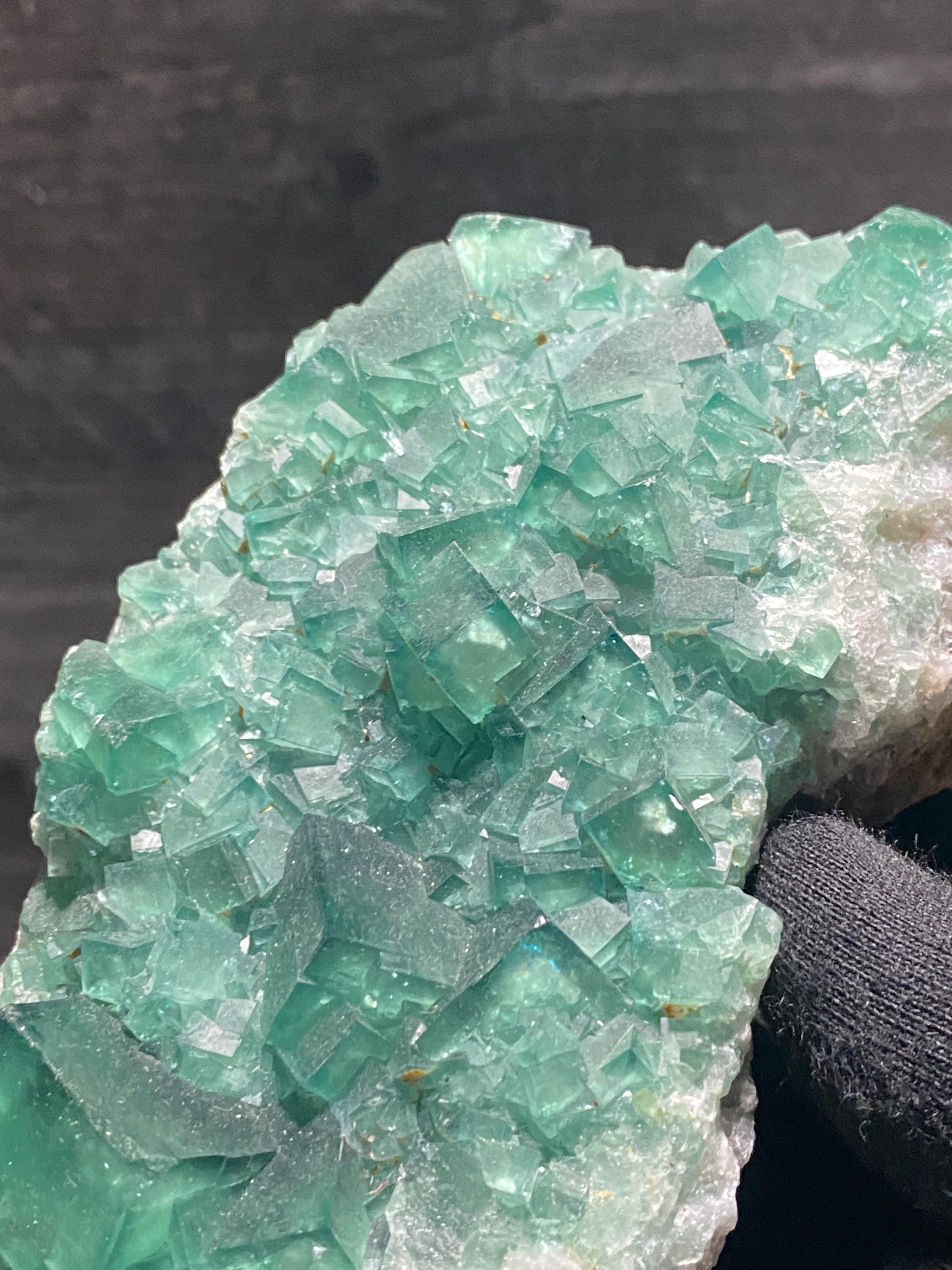 YGX Yaogangxian Large Emerald Green Fluorite Crystals Cubes on