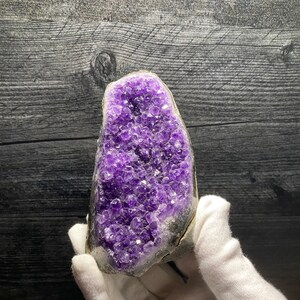 High Quality Deep Rich Purple Quartz Var Amethyst Geode Crystal Clusters On Matrix With Vug Mineral Specimen