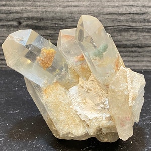 Beautiful Chlorite Included Shiny Quartz Cluster Crystals On Matrix
