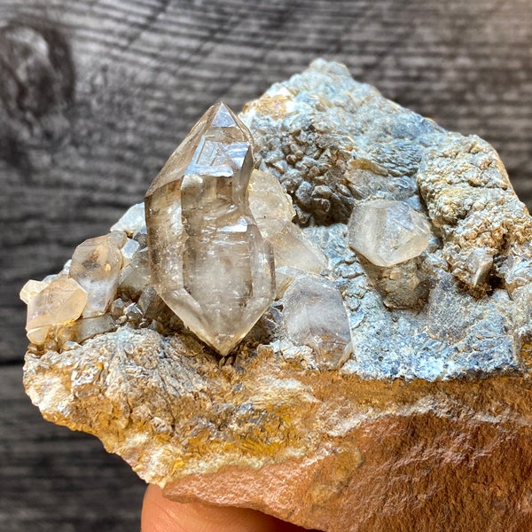 Elestial Quartz Crystal DT On Matrix Crystal Cluster Mineral Specimen From Namibia