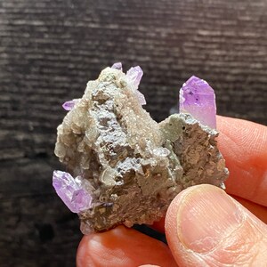 Beautiful Quartz Var Veracruz Amethyst Purple Crystal Cluster On Matrix Mineral Specimen With Calcite On Matrix