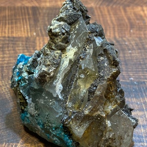 RARE Tentadora Mine  Quartz Crystal Covered In Amazing Chrysocolla Malachite Limonite Tenorite Mineral Specimen