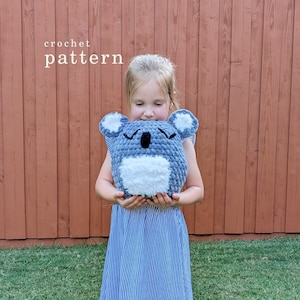 Koala Crochet Pattern, Koala pillow, Low Sew Amigurumi Instructions, Crochet Koala, Cute Birthday Gift
