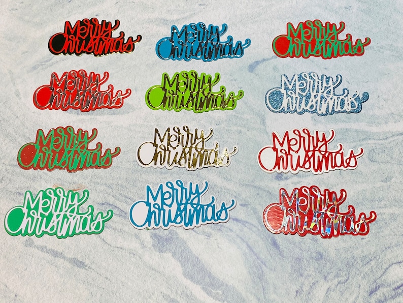 Merry Christmas Die Cuts. Christmas Sentiment Die Cut Toppers. Etsy UK