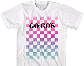 The Go-Go's T-Shirt Checkerboard Rock Logo New Wave Band Tees