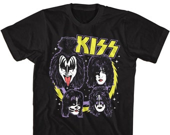 KISS Floating Heads Men's T-shirt Spikes Glam Tour Music Rock Band