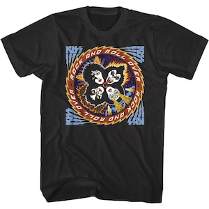 KISS Band Shirt Rock and Roll Over Faces Graphic Tees