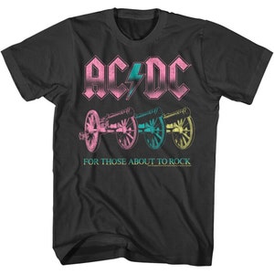 AC/DC Band Shirt For Those About To Rock Rainbow Logo Graphic Tees