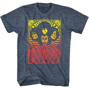 Kiss Band Shirt Heavy Metal Radio Waves Logo Tees