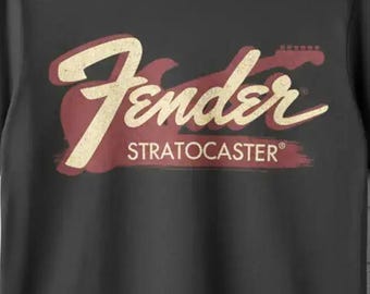 Fender Shirt Stratocaster Guitar Men's Vintage Graphic Tees
