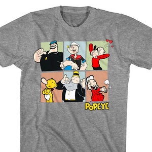 Popeye Men&#39;s T Shirt Comic Characters Bluto Olive Oyl Retro Tees