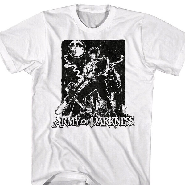 ARMY OF DARKNESS T-shirt Stark Night Ash Horror Zombie Movie Poster Graphic Tee