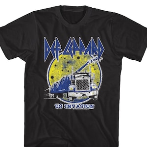 Def Leppard Men&#39;s T Shirt US Invasion Full Moon Metal Graphic Tees