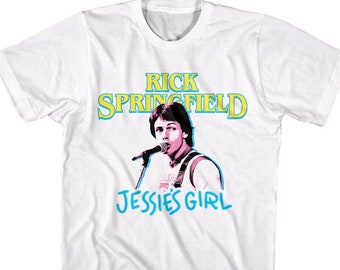 RICK SPRINGFIELD T-Shirt Jessie's Girl Number 1 Hit Graphic Tees