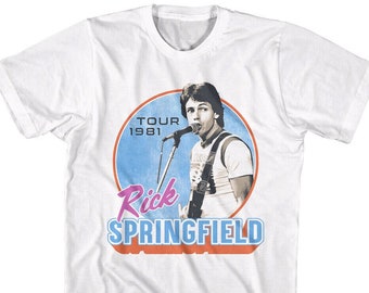 RICK SPRINGFIELD T-Shirt Concert Tour 1981 Poster Vintage Tees