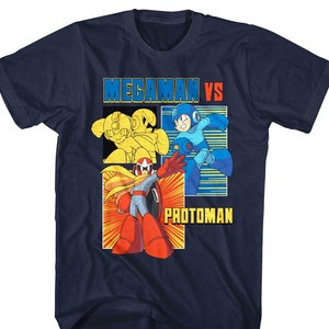 MegaMan versus Protoman Shirt Fight Rokkuman Capcom Men&#39;s Tees
