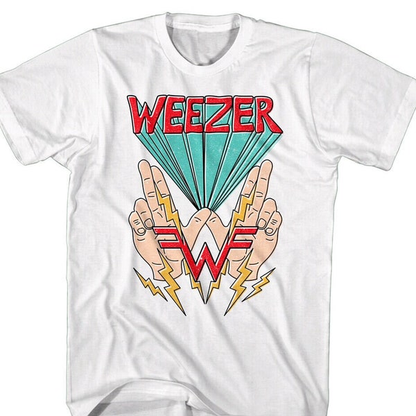 Weezer Band Men's T-Shirt W Hand Sign Graphic Tee 90s Alt Rock Group Concert Tour Merch Officially Licensed Merchandise