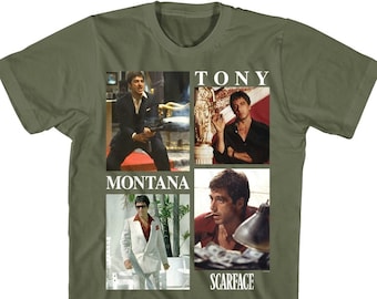 Camiseta de hombre Scarface Tony Montana en acción Camisetas de películas de gánsteres de los 80