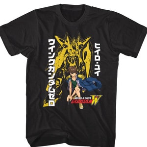 Gundam Men&#39;s Shirt Wing Heero Yuy Japanese Anime Cartoon Tees