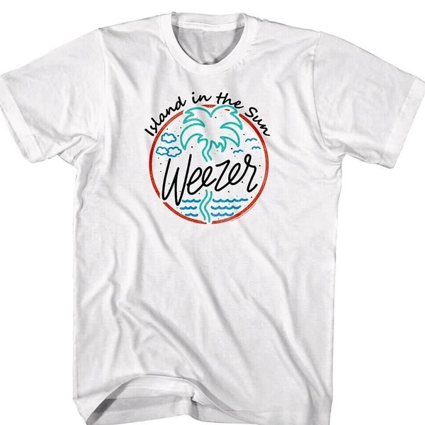 Weezer Men's T-shirt Island in the Sun Song Tropical Palm Tree Graphic Tee Alt Rock Band Concert Tour Merch Mr Deeds Music Top