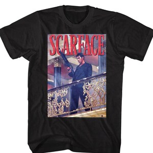 Scarface T Shirt Tony Montana Balcony Railing Shot Graphic Tees